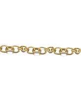 14k Yellow Gold Plated with Cubic Zirconia Tubular Cable Link Love Knot Bracelet.