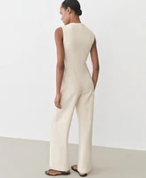 Mango Women's Buttoned Tweed Jumpsuit