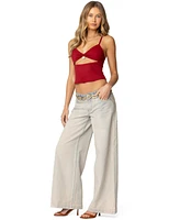 Edikted Women's Rhiannon Washed Wide Leg Jeans