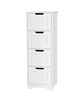 Gymax Bathroom Floor Cabinet Free-Standing Side Storage Organizer w/ 4 Drawers