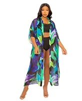 Buxom Couture Plus Print Shirtdress Cover Up