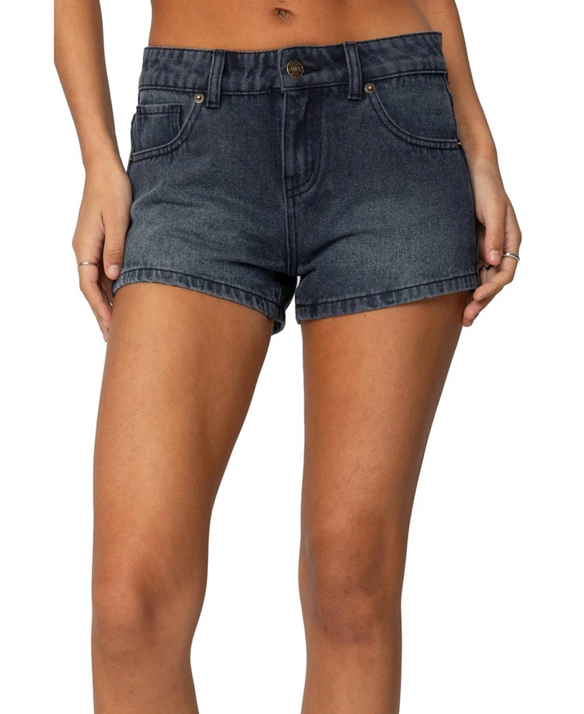 Edikted Women's Siobhan Mid Rise Denim Shorts