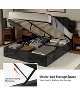 Stuart Hydraulic Lift Up Storage Upholstered Platform Bed