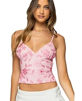 Edikted Women's Pia Sequin Floral Backless Top