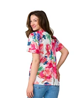 Cable & Gauge Women's Flutter Sleeve Pleated Top