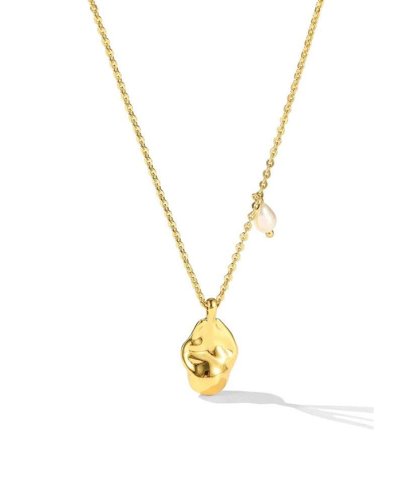 Molten Pendant and Freshwater Pearl Necklace