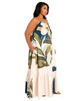 Buxom Couture Plus Size Floral Voluminous Maxi Dress