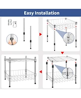 Heavy Duty Shelving Unit, Wire Metal Stackable Storage, 1-Tier Shelf, with Basket