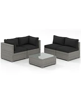 Gymax 10PCS Sectional Sofa Couch Pe Rattan Conversation Set