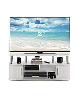 Furinno Modern Tv Stand Media Entertainment Center for Tv's up To 55" w/2-Door Storage Cabinet,White Oak