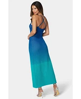 Bebe Women's Ombre Crochet Slip Maxi Dress
