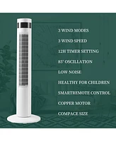 Antarctic Star Tower Fan Portable Electric Oscillating Fan Quiet Cooling Remote Control Standing Bladeless Floor Fans 3 Speeds Wind Modes Timer Bedroo