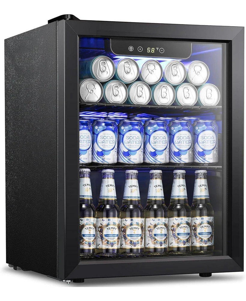 Antarctic Star 1.7 Cu.ft Beverage Cooler with Glass Door, Holds 68 Cans, Digital Temperature Control for Soda, Beer, or Wine, Compact Drink Fridge for