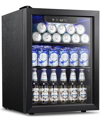 Antarctic Star 1.7 Cu.ft Beverage Cooler with Glass Door, Holds 68 Cans, Digital Temperature Control for Soda, Beer, or Wine, Compact Drink Fridge for
