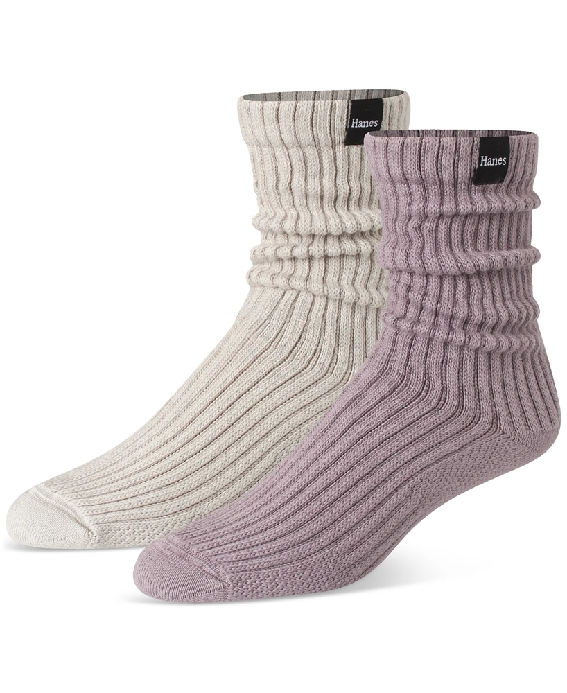 Hanes Men's Originals Premium SuperSoft Slouch Crew Socks, 2-Pack