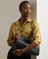 Lauren Ralph Pebbled Leather Large Bradley Tote Bag