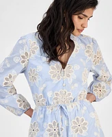 Guess Women's Hazel Embroidered Long-Sleeve Romper