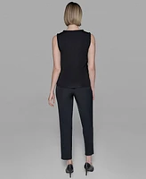 Karl Lagerfeld Paris Women's Braided-Trim Sleeveless Top