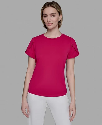 Karl Lagerfeld Paris Women's Tulip-Sleeve Knit Top