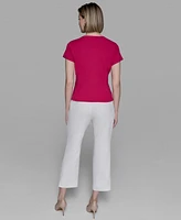 Karl Lagerfeld Paris Women's Pleated Short-Sleeve Blouse