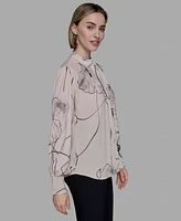 Karl Lagerfeld Paris Women's Floral-Print Long-Sleeve Blouse