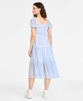 Celebrity Pink Juniors' Smocked Puff-Sleeve Midi Dress