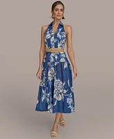 Donna Karan New York Women's Halter Belted Midi Dress