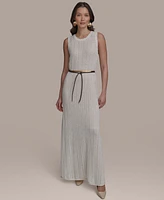 Donna Karan New York Women's Pointelle Knit Belted Dress