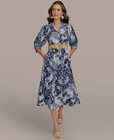 Donna Karan New York Women's Belted Midi Shirt Dress