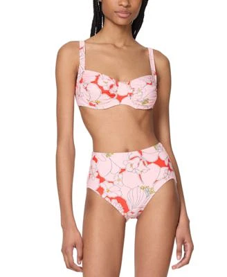 Kate Spade New York Womens Printed Shirred Bikini Top High Waist Bottoms