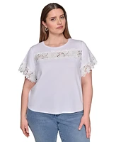 Karl Lagerfeld Paris Plus Cutout Knit Top