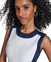 Calvin Klein Women's Colorblocked Sleeveless Scuba Sheath Dress
