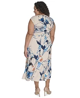 Calvin Klein Plus Size Asymmetric-Accent Midi Dress