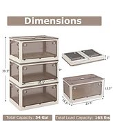 3-Piece Stackable Organizer Bins with Lids – Easy Access Storage with 5 Opening Styles for Home or Office