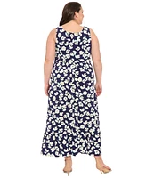 London Times Plus Scoop-Neck Sleeveless Maxi Dress