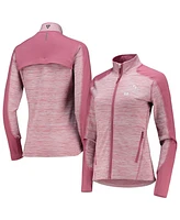 LevelWear Women's Pink Arnold Palmer Invitational Aura Space-Dye Raglan Full-Zip Top