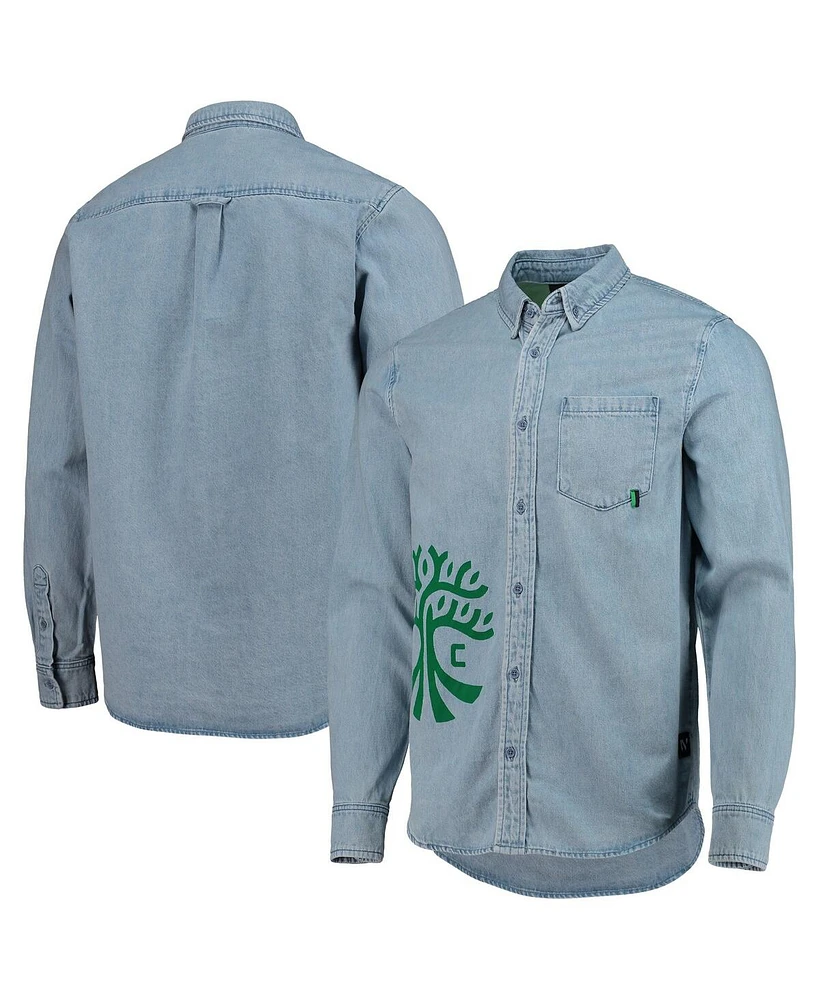 The Wild Collective Men's Blue Austin Fc Denim Button-Down Long Sleeve Shirt
