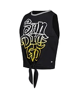 The Wild Collective Women's Black San Diego Padres Twisted Tie Front Tank Top