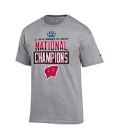 Champion Men's Gray Wisconsin Badgers 2025 Ncaa Frozen Four Women's Ice Hockey Tournament Champions Locker Room T-Shirt