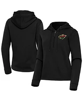 Antigua Women's Black Minnesota Wild Contemporary Quarter-Zip Hoodie