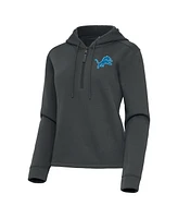 Antigua Women's Pewter Detroit Lions Contemporary Quarter-Zip Hoodie