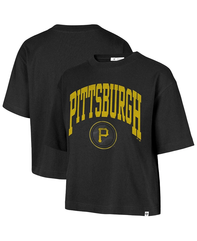 '47 Brand Women's Black Pittsburgh Pirates City Connect Shale Drop Shoulder Cropped T-Shirt