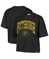 '47 Brand Women's Black Pittsburgh Pirates City Connect Shale Drop Shoulder Cropped T-Shirt