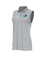 Antigua Women's Heather Gray Detroit Lions Recap Sleeveless Polo Shirt