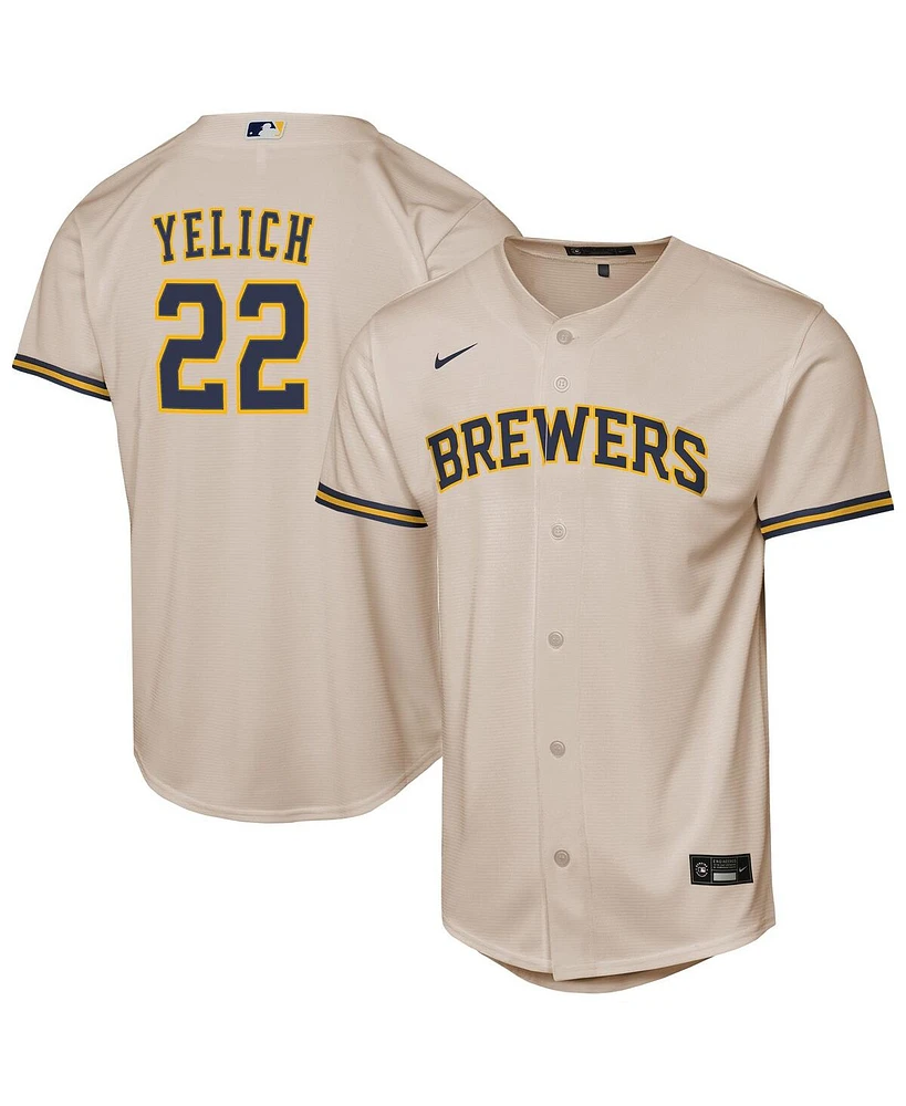 Nike Big Boy's and Girl's Christian Yelich Cream Milwaukee Brewers Home Replica Player Jersey