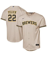 Nike Big Boy's and Girl's Christian Yelich Cream Milwaukee Brewers Home Replica Player Jersey