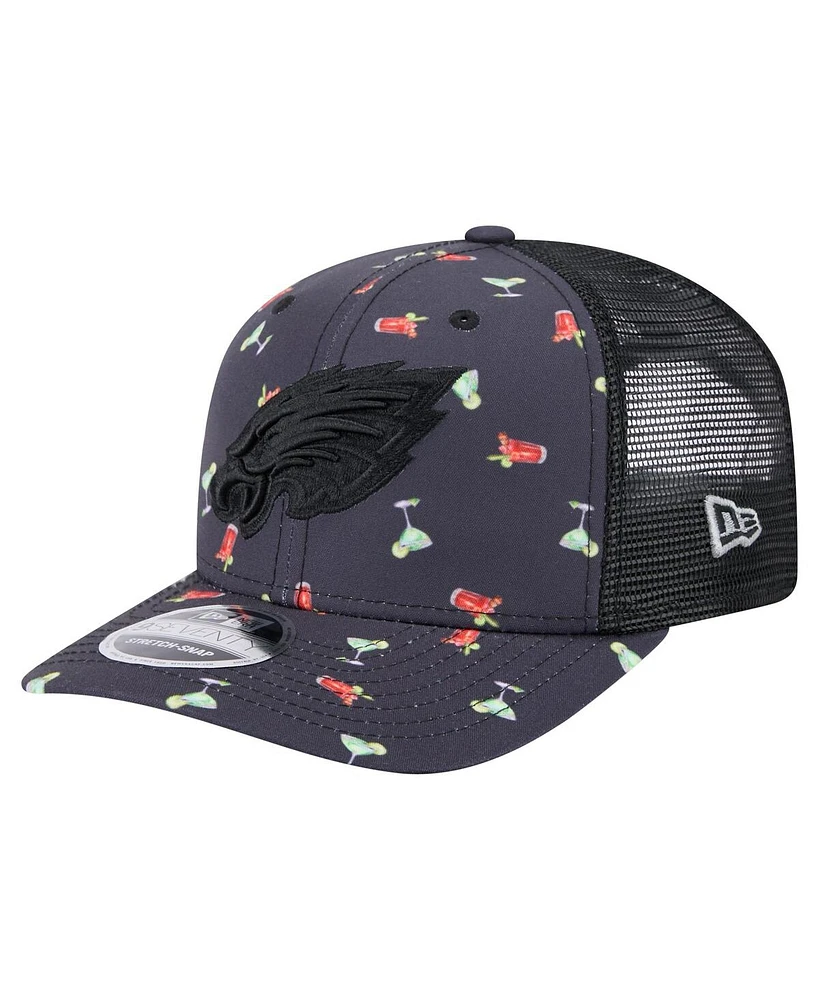 New Era Men's Navy/Black Philadelphia Eagles Adventure Drinks Pattern 9SEVENTY Stretch-Snap Hat