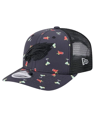 New Era Men's Navy/Black Philadelphia Eagles Adventure Drinks Pattern 9SEVENTY Stretch-Snap Hat