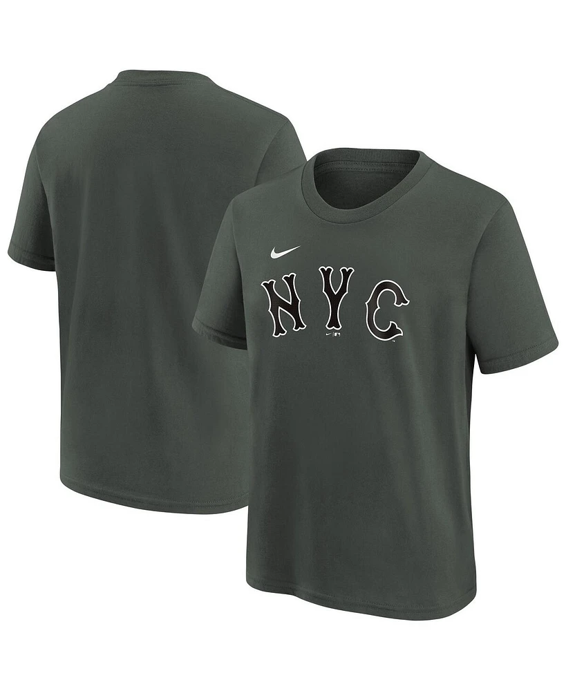 Nike Big Boys and Girls Anthracite New York Mets City Connect Wordmark T-Shirt