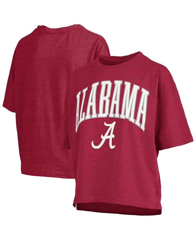 Pressbox Women's Crimson Alabama Crimson Tide Nelson Arch Over Logo Waist Length Oversized Slub T-Shirt